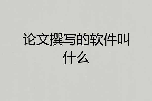 论文撰写的软件叫什么