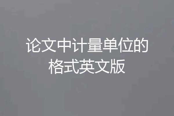 论文中计量单位的格式英文版