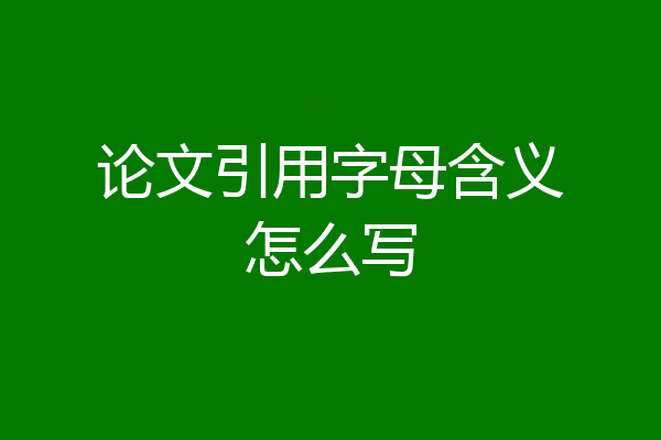 论文引用字母含义怎么写