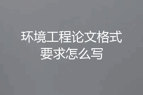 环境工程论文格式要求怎么写