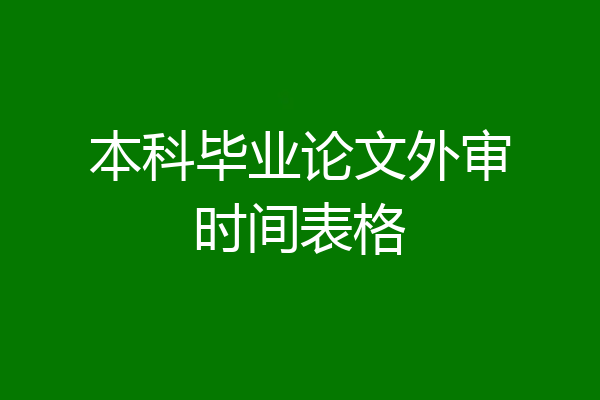 本科毕业论文外审时间表格
