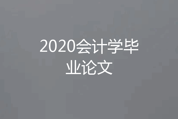 2020会计学毕业论文