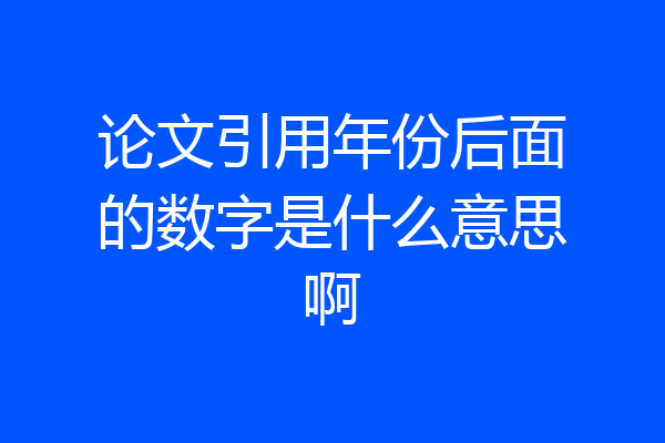 论文引用年份后面的数字是什么意思啊