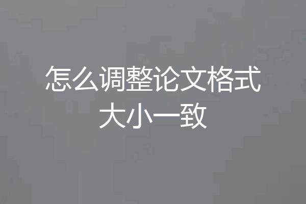 怎么调整论文格式大小一致