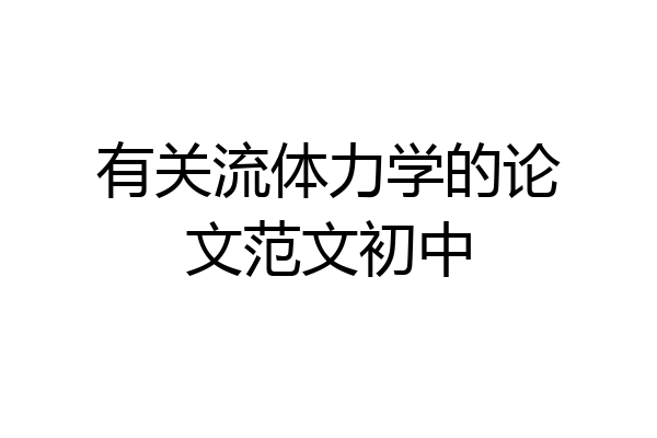 有关流体力学的论文范文初中