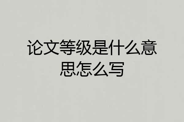 论文等级是什么意思怎么写