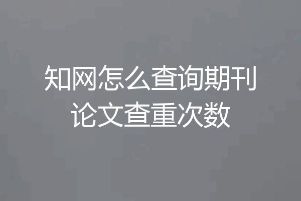 知网怎么查询期刊论文查重次数