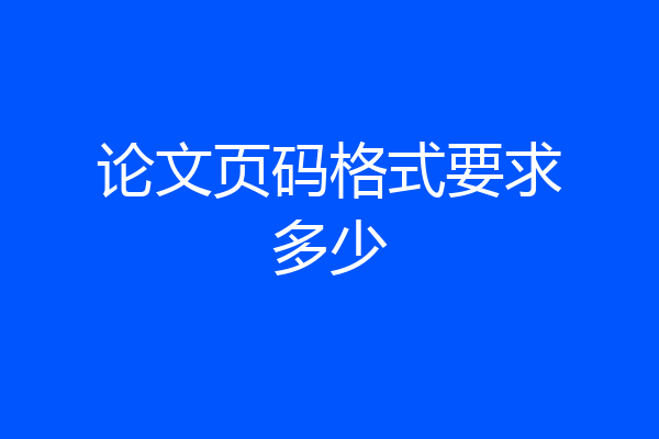 论文页码格式要求多少