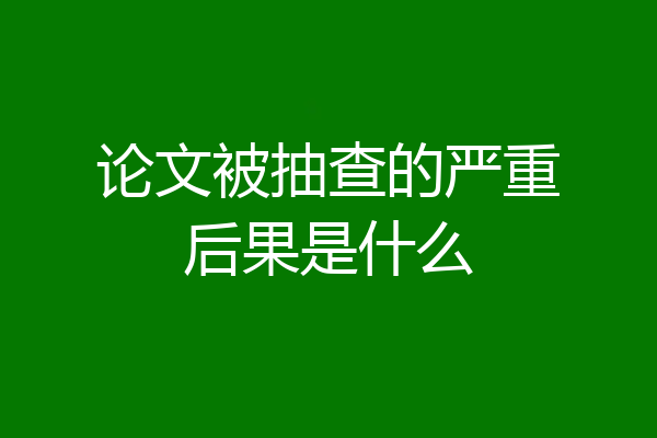 论文被抽查的严重后果是什么