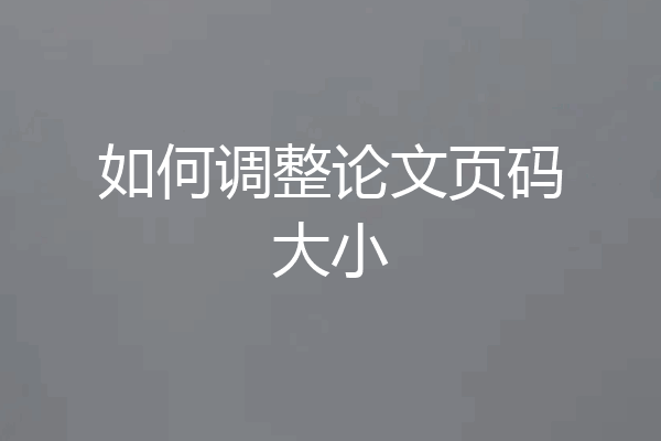如何调整论文页码大小