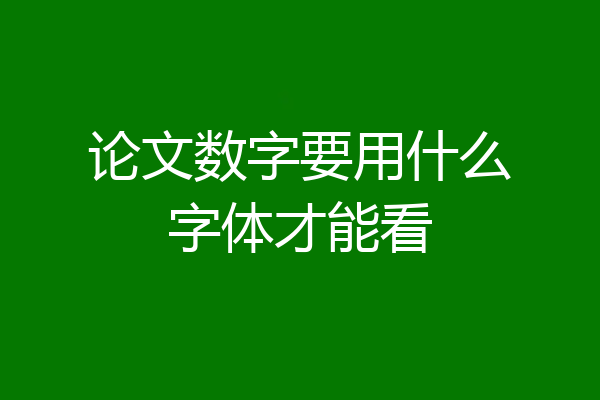 论文数字要用什么字体才能看