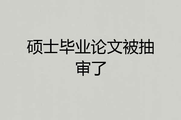 硕士毕业论文被抽审了