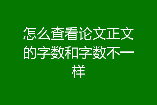 怎么查看论文正文的字数和字数不一样