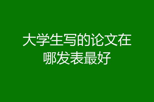 大学生写的论文在哪发表最好