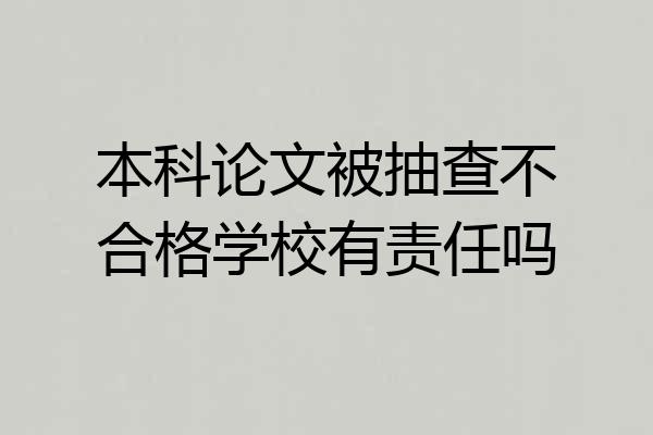 本科论文被抽查不合格学校有责任吗