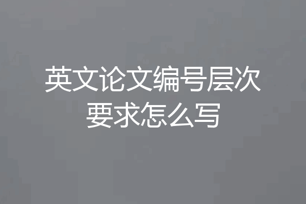 英文论文编号层次要求怎么写