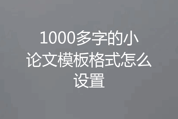 1000多字的小论文模板格式怎么设置