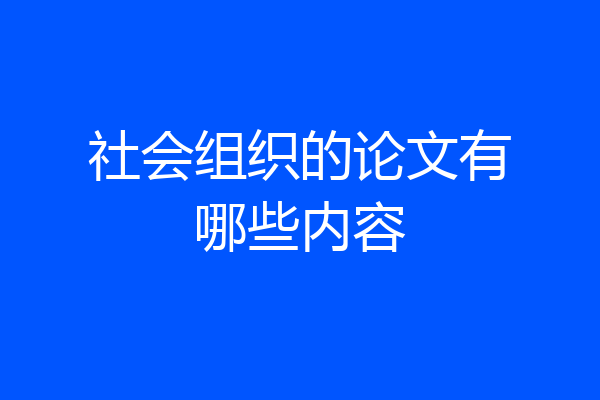 社会组织的论文有哪些内容