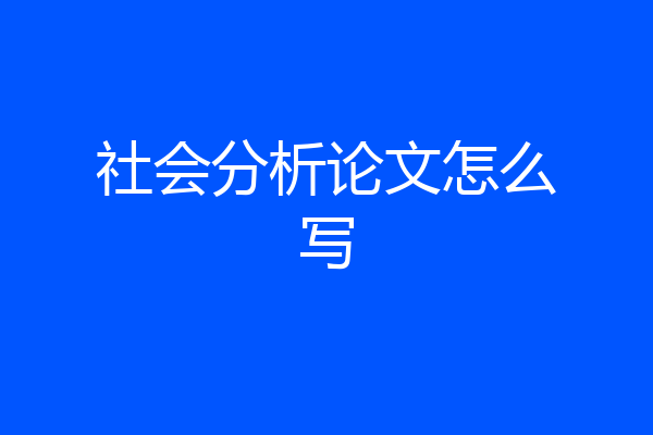 社会分析论文怎么写