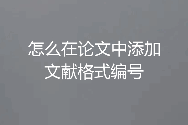 怎么在论文中添加文献格式编号