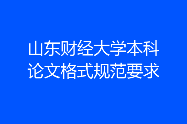 山东财经大学本科论文格式规范要求