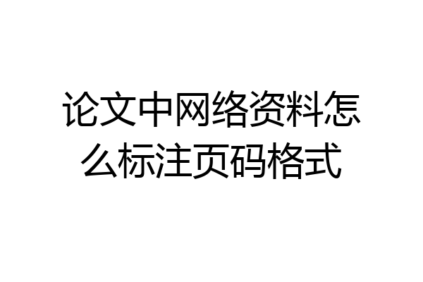 论文中网络资料怎么标注页码格式