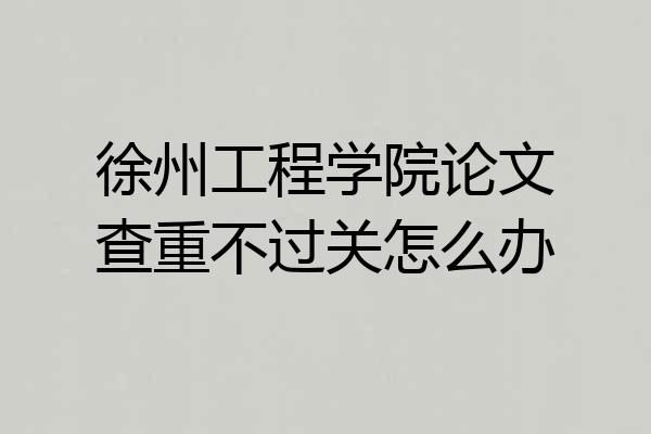 徐州工程学院论文查重不过关怎么办