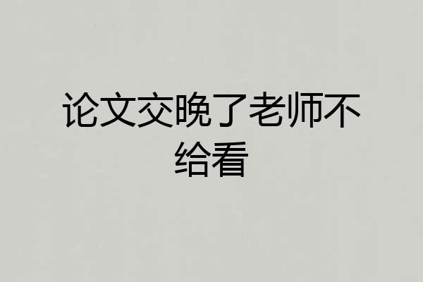 论文交晚了老师不给看