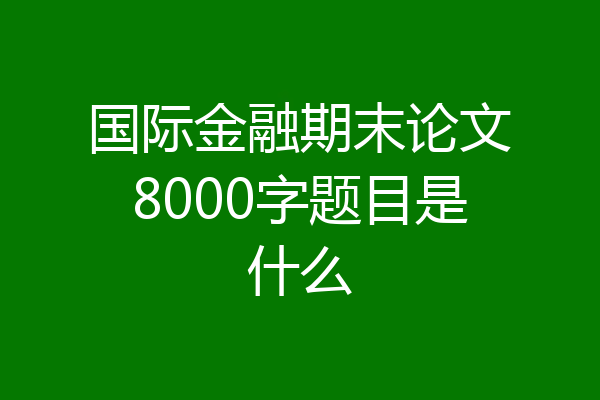 国际金融期末论文8000字题目是什么