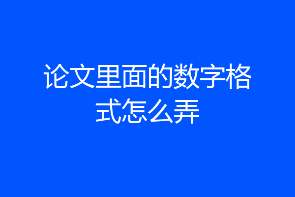 论文里面的数字格式怎么弄
