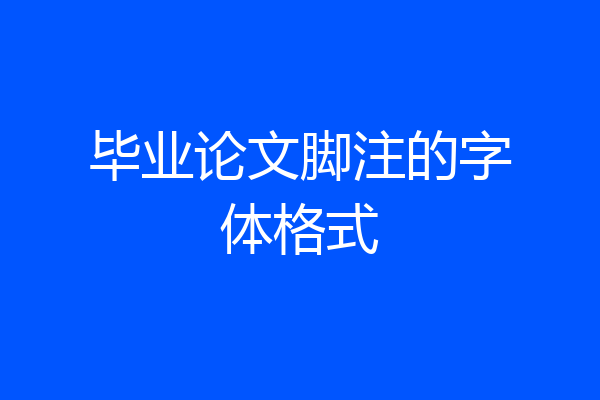 毕业论文脚注的字体格式