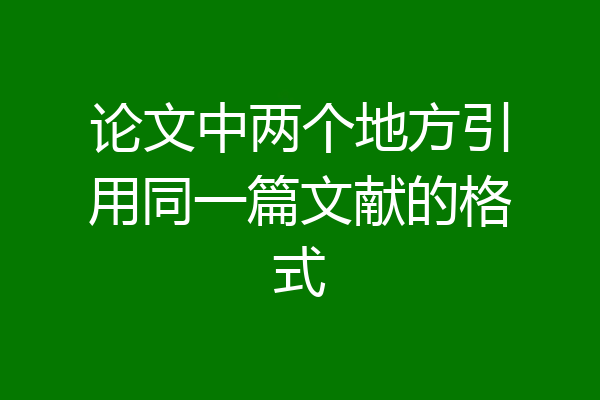 论文中两个地方引用同一篇文献的格式