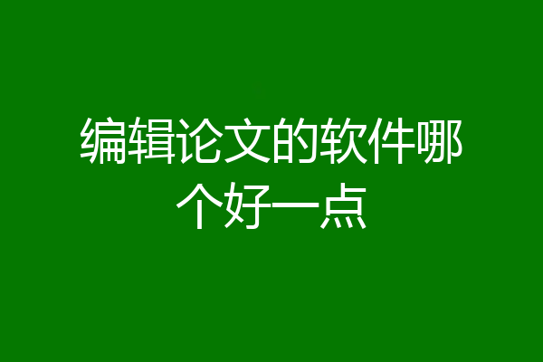编辑论文的软件哪个好一点