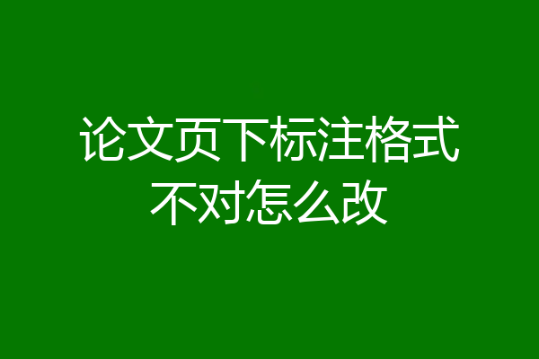 论文页下标注格式不对怎么改