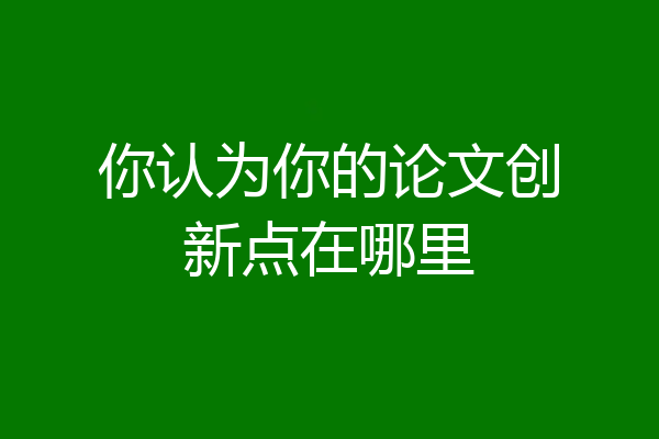 你认为你的论文创新点在哪里