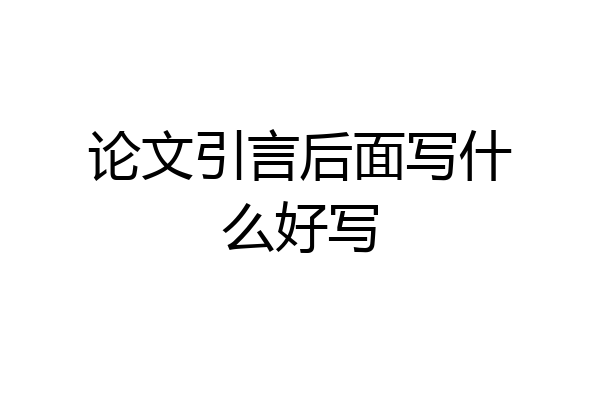 论文引言后面写什么好写