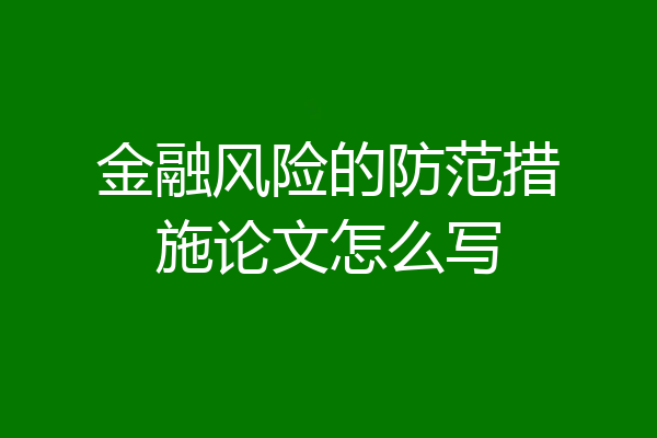 金融风险的防范措施论文怎么写