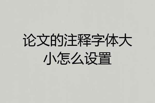 论文的注释字体大小怎么设置