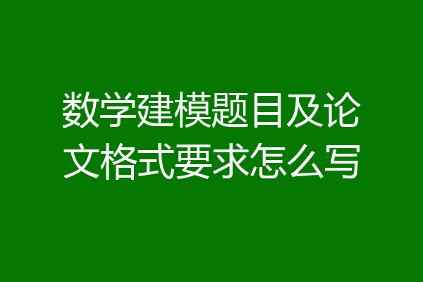 数学建模题目及论文格式要求怎么写