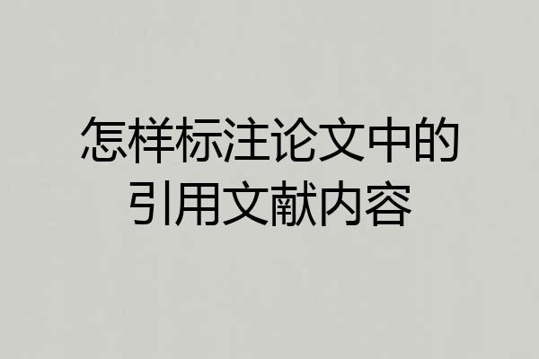 怎样标注论文中的引用文献内容