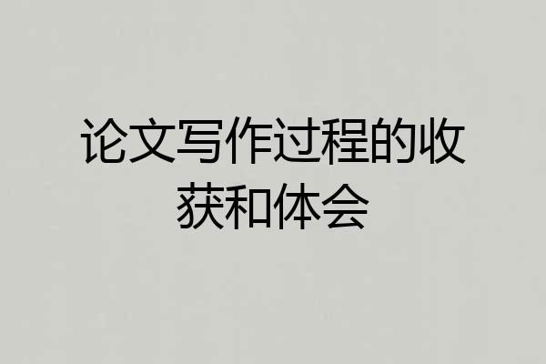 论文写作过程的收获和体会