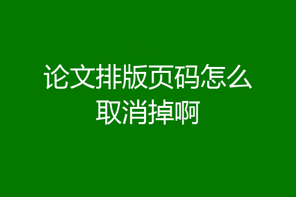 论文排版页码怎么取消掉啊