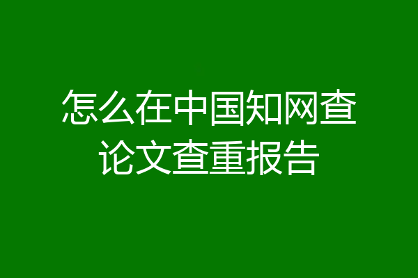 怎么在中国知网查论文查重报告