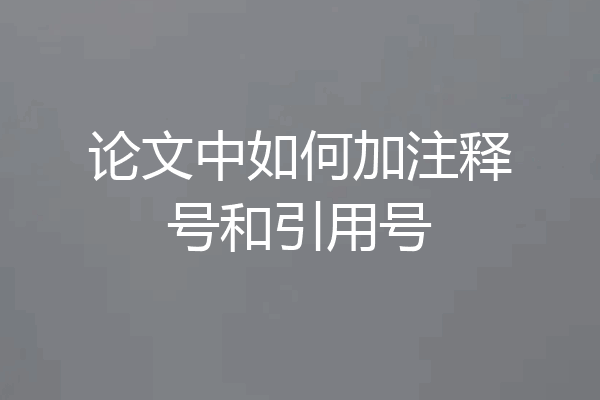 论文中如何加注释号和引用号