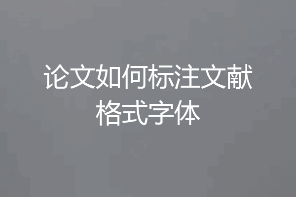 论文如何标注文献格式字体