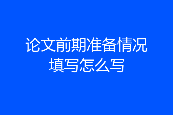 论文前期准备情况填写怎么写