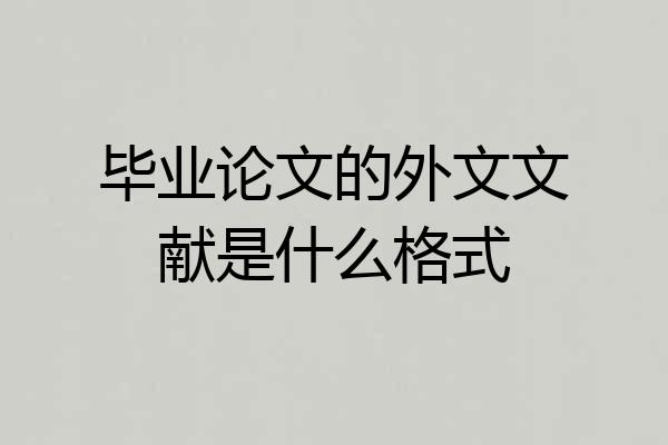 毕业论文的外文文献是什么格式
