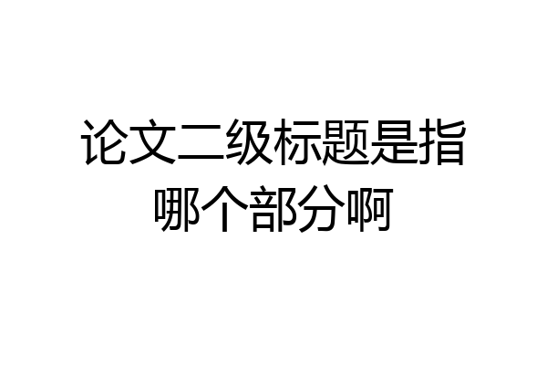论文二级标题是指哪个部分啊