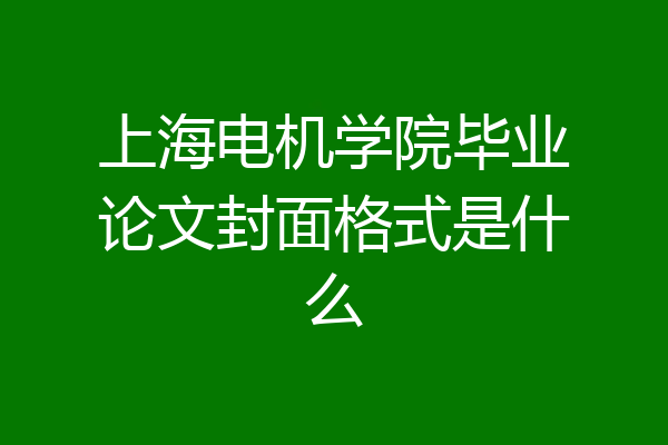 上海电机学院毕业论文封面格式是什么
