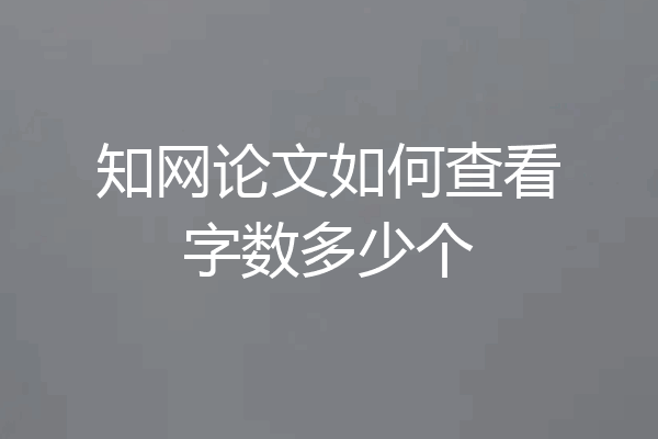 知网论文如何查看字数多少个